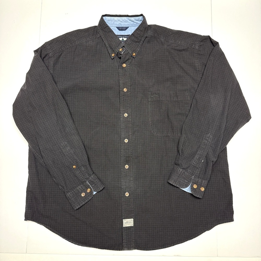 Woods & Gray Plaid and Check Button Down Shirt Short Sleeve Mens‎ Size XL